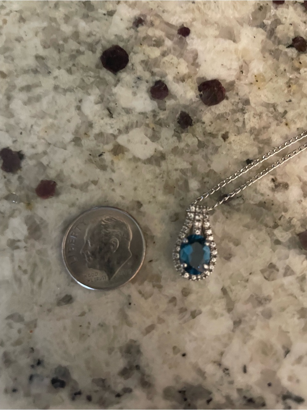 Blue Topaz with Diamond accent Pendant Necklace *Not Mejuri* - Picture 6 of 8